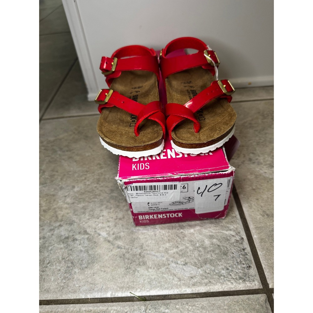 Birkenstock Kids Red Patent Leather Sandals Size 26 EU 8US Toddler